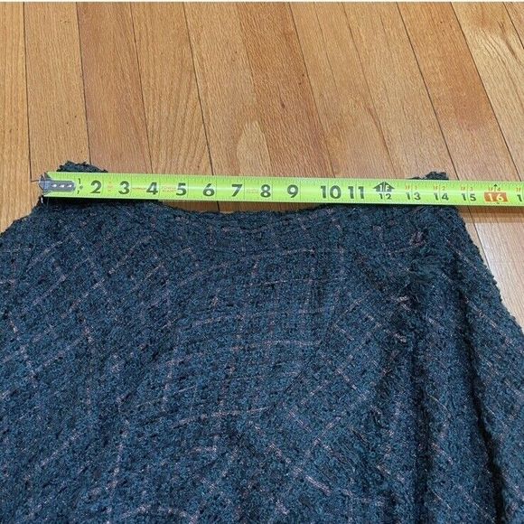 Anthropologie Eva Franco Fringed Tweed Skirt Womens Size 10 Green Plaid NEW TAGS - Picture 8 of 16